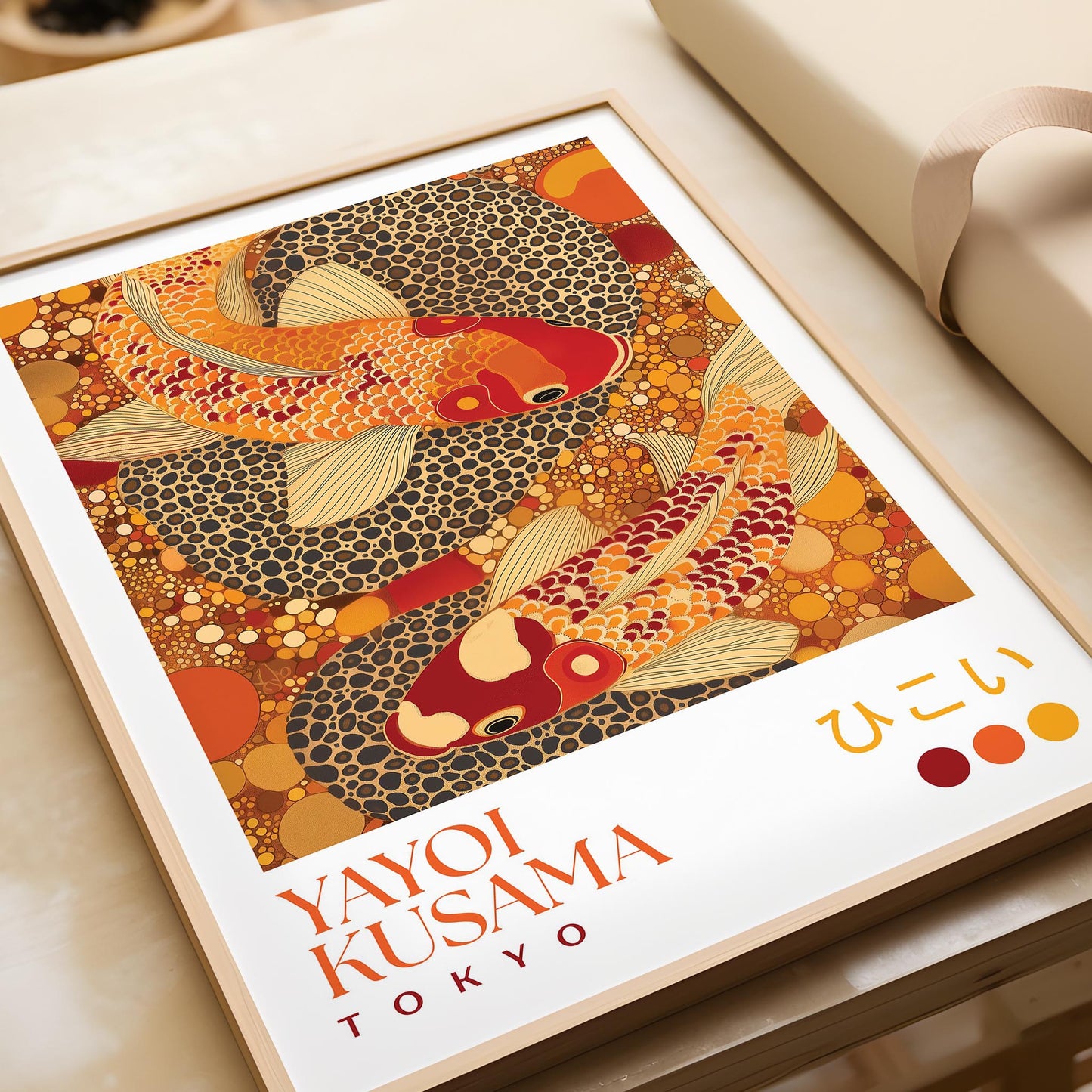 Yayoi Kusama Orange Koi Fish Print