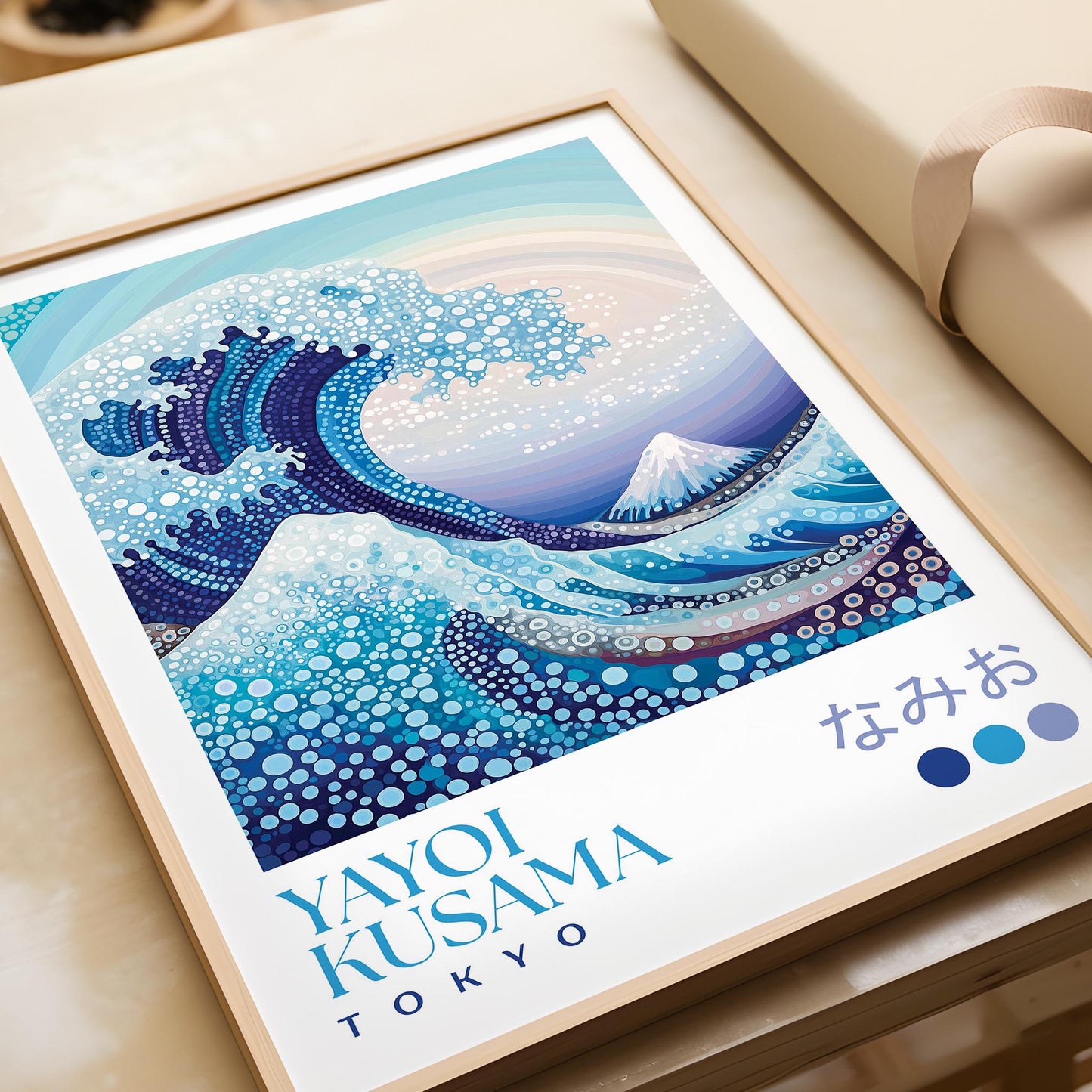 Yayoi Kusama Blue Great Wave Print