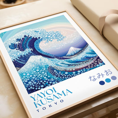 Yayoi Kusama Blue Great Wave Print